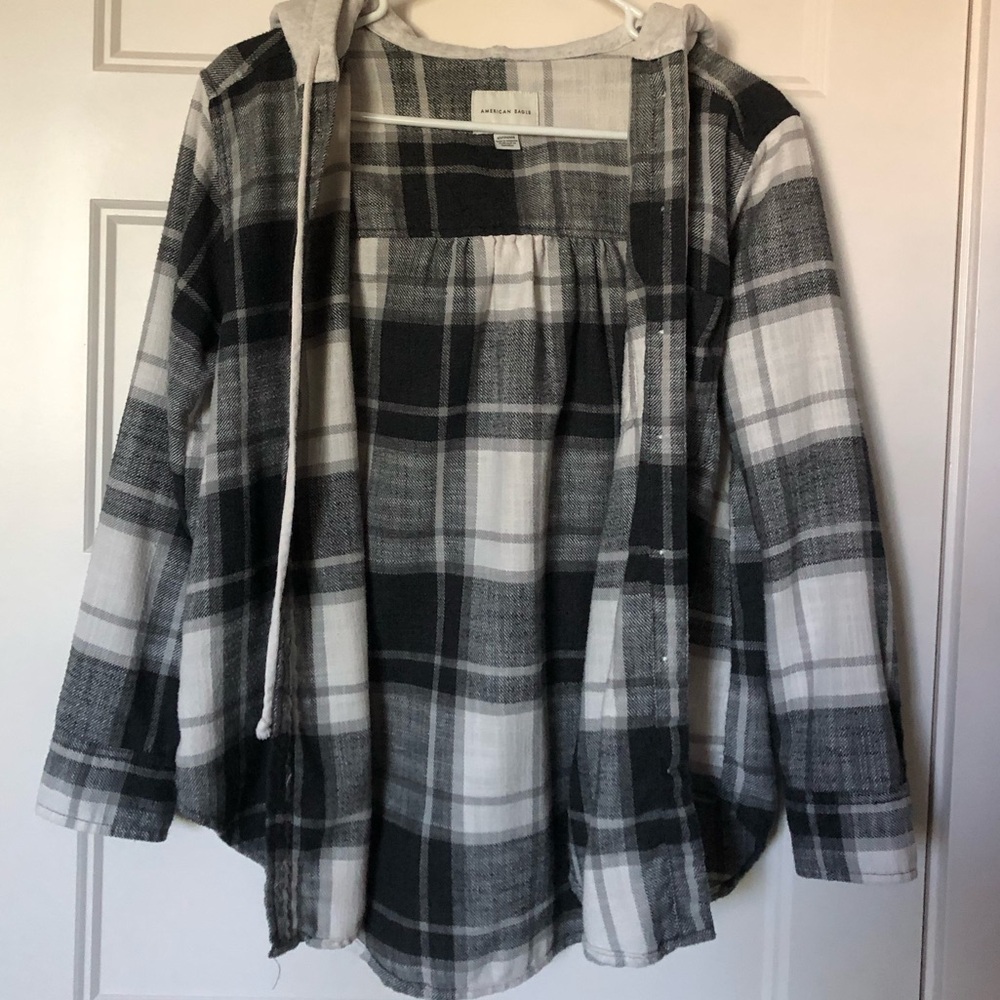 🖤 American Eagle Black and White Flannel